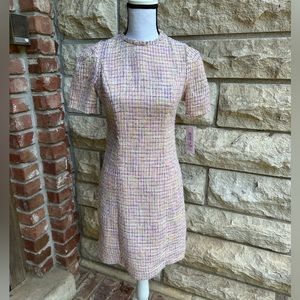 Nanette Ruffle Neck Tweed Shift Dress